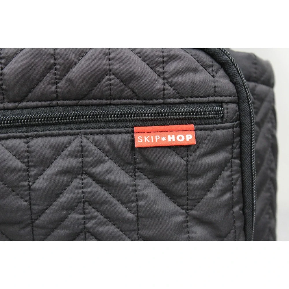 Skip Hop Diaper Bag Unisex OS Black Forma Quilted Backpack Chevron Multi-Pocket